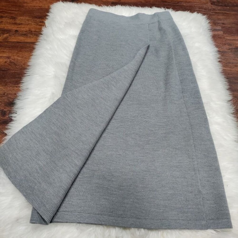 J.Crew Womens XS Gray Merino Wool Blend Wrap Style Midi Skirt - Picture 9 of 12